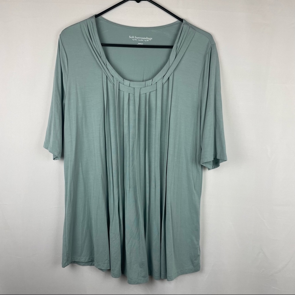 Soft Surroundings light blue green half sleeve tunic top M